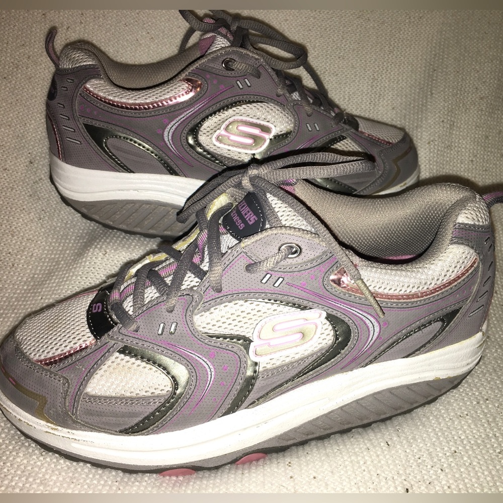 COPY - Sketchers Women Shape - Up Shoes gray Size 8.5. Leather/ Textile Upper C…